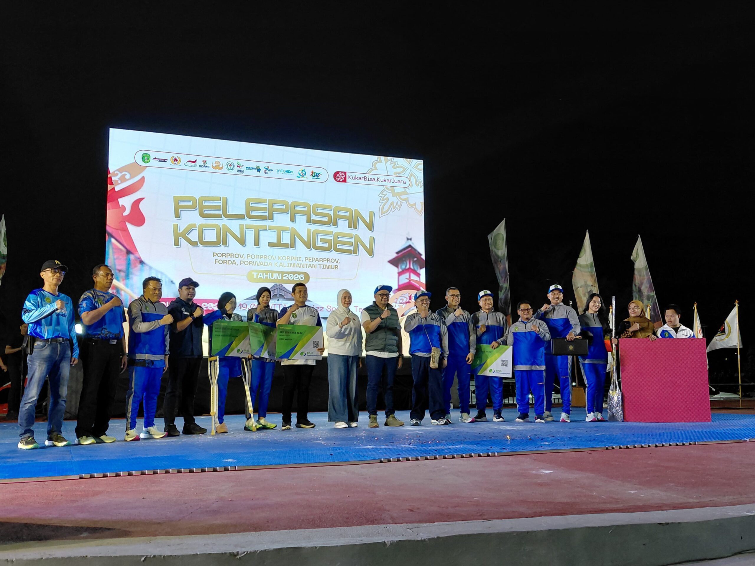 Kegiatan Pelepasan Kontingen Kabupaten Kutai Kartanegara pada Porprov VIlI di Paser, Peparprov V, dan Forda II & Porwada Provinsi Kalimantan Timur Tahun 2026 Bertempat di Arbizz Space, Tenggarong.
